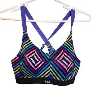VSX Victoria's Secret Womens Geometric Mesh Racerback Sports Bra Purple Size 32C